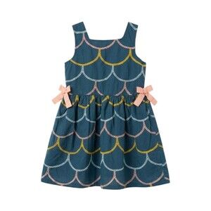 Oshkosh Genuine Kids Blue Scallop Peach Orange Yellow Stitched Embroider Size 4T